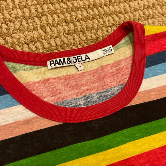 Pam & Gela Rainbow Stripe Tee in Multi Petite - Picture 7 of 10